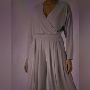 XLARGE   HALARA OPEN DRAPED RUCHED  NECK LINE WIDE LEG JUMPSUIT